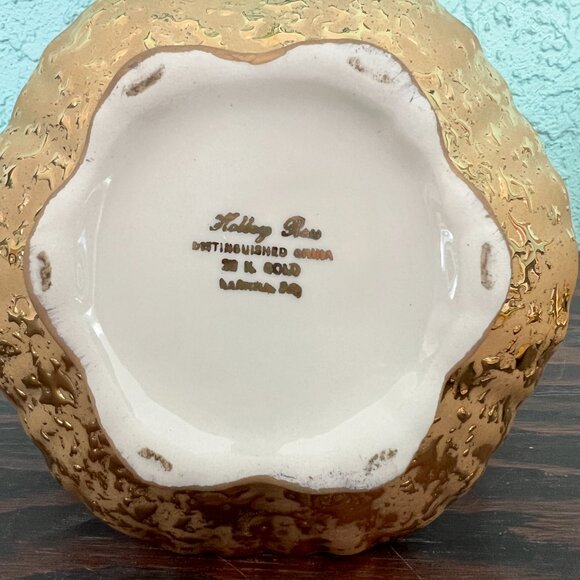 * MINT* Vintage Holley Ross Weeping 22K Gold Tea Set: Teapot, Creamer & Sugar - Picture 10 of 16